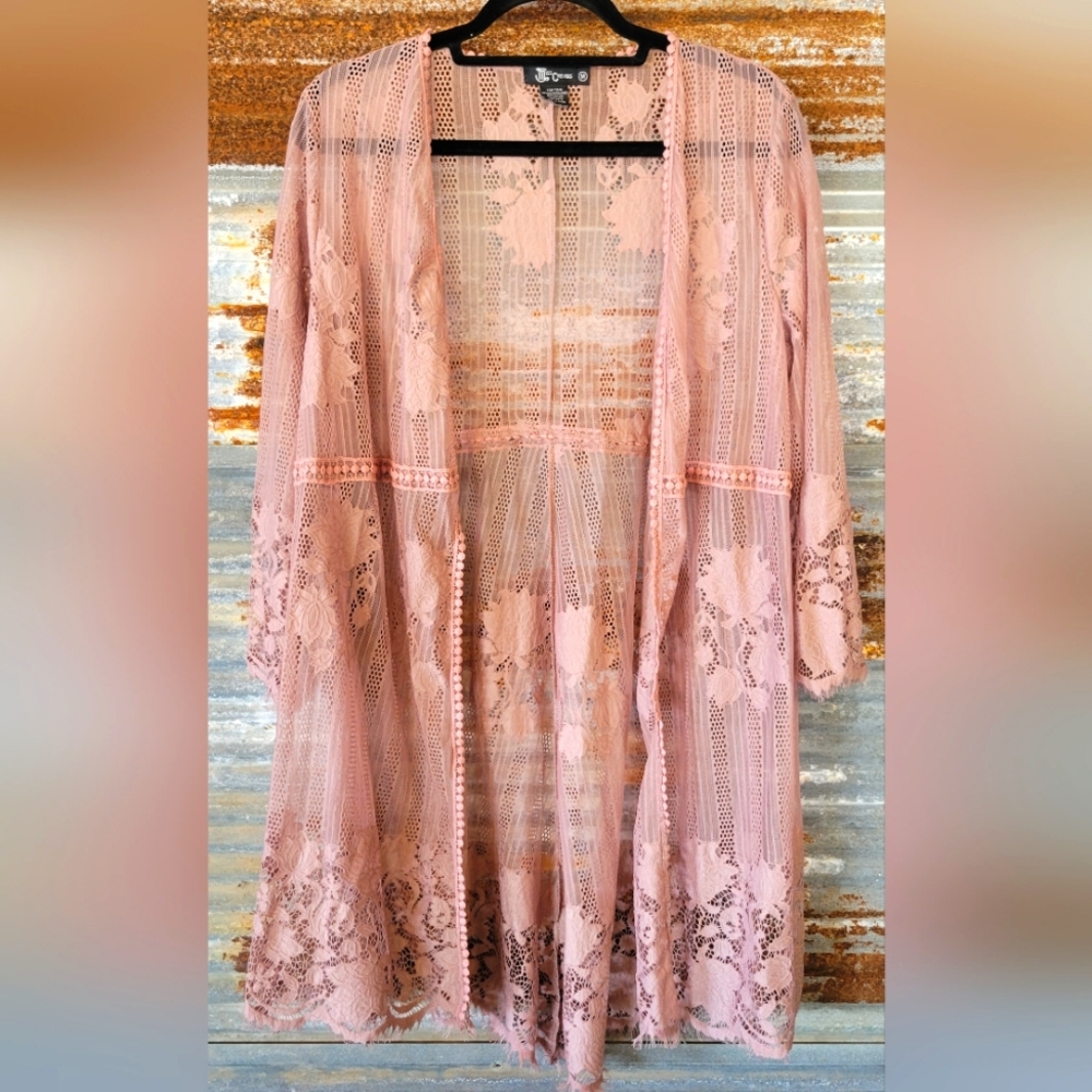 Miss Chievous Boho Lace Kimono Duster M